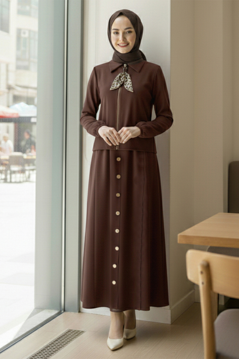 Two-piece Hijab Set With Scarf