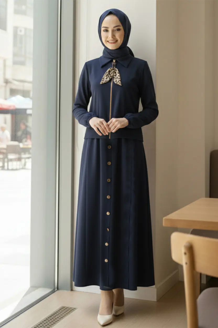 Two-piece Hijab Set With Scarf-detail