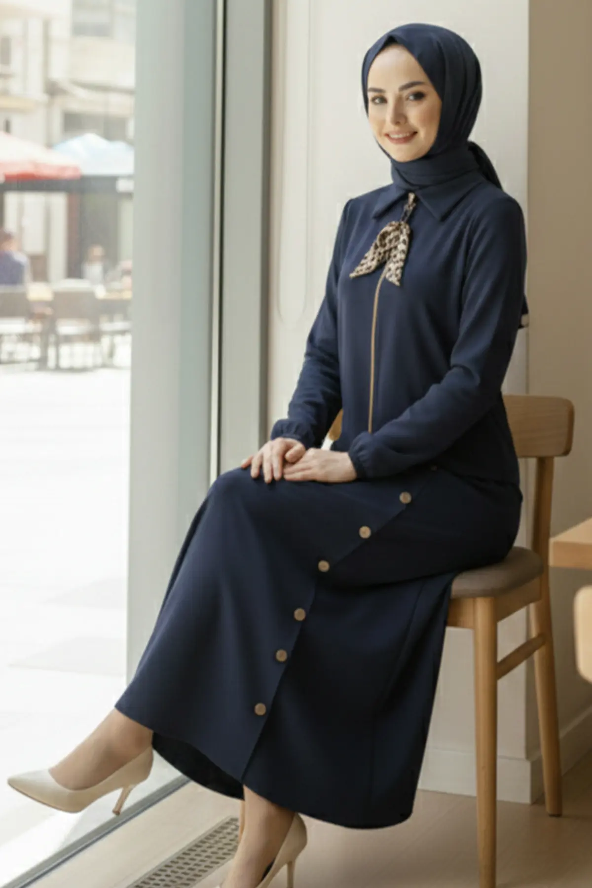 Two-piece Hijab Set With Scarf-detail