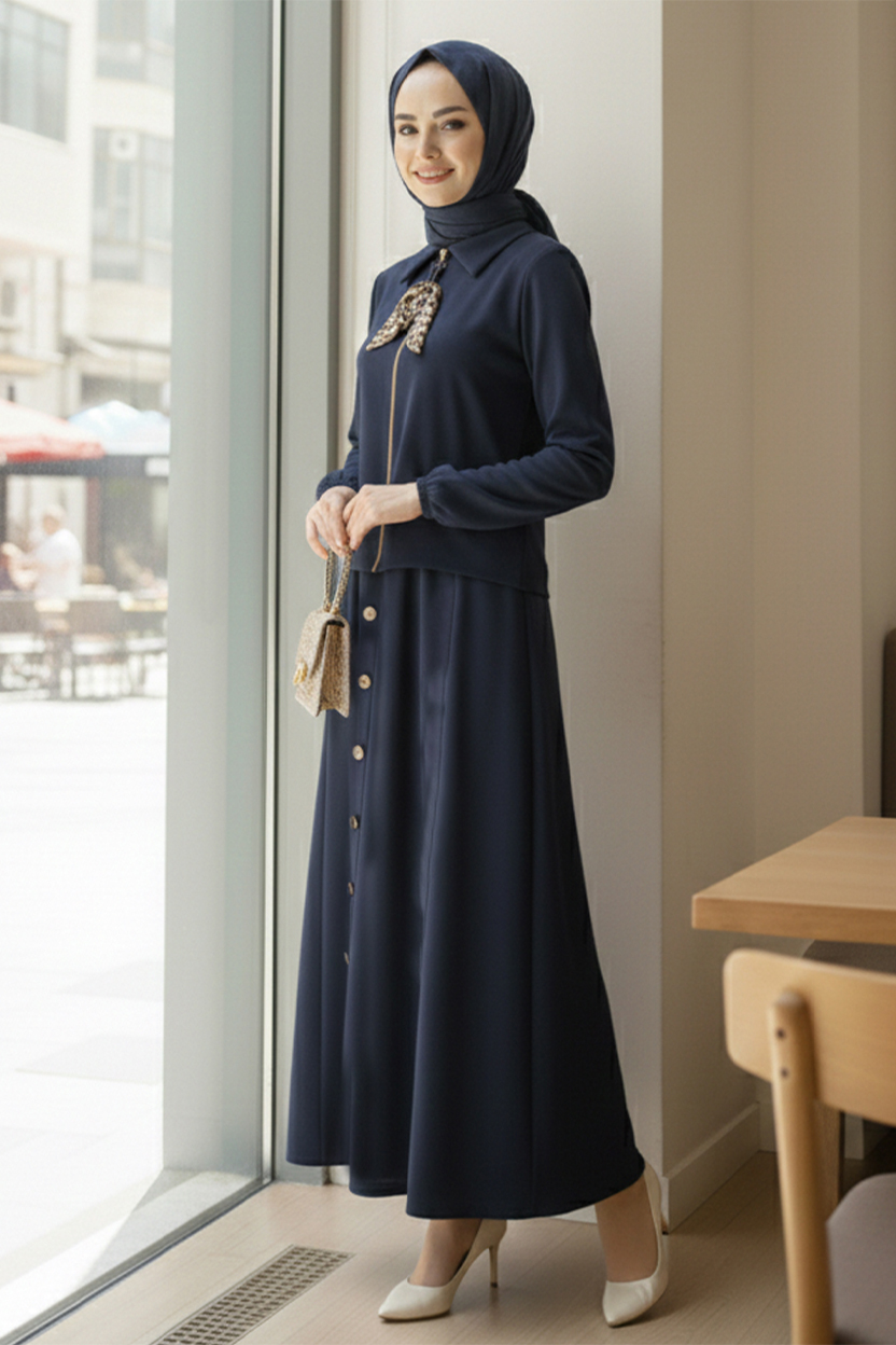 Two-piece Hijab Set With Scarf