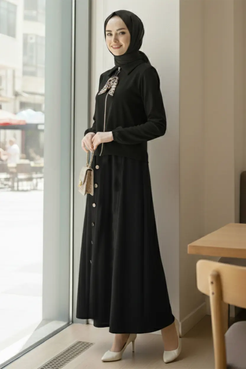 Two-piece Hijab Set With Scarf-detail