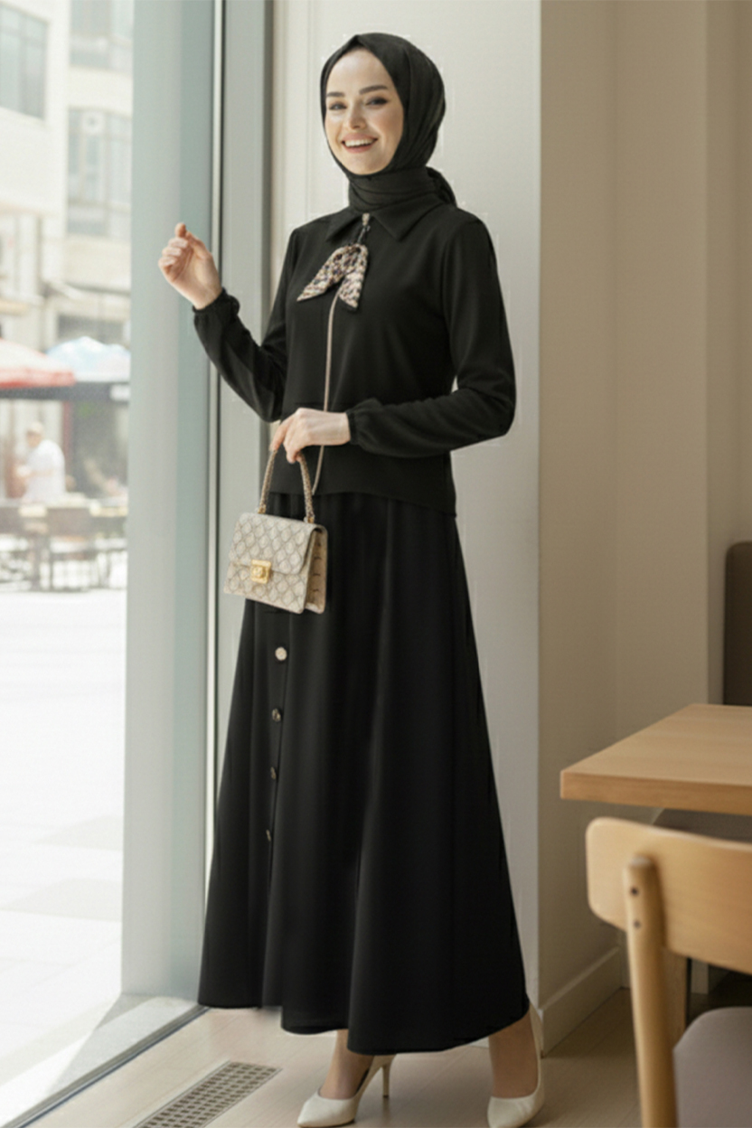 Two-piece Hijab Set With Scarf