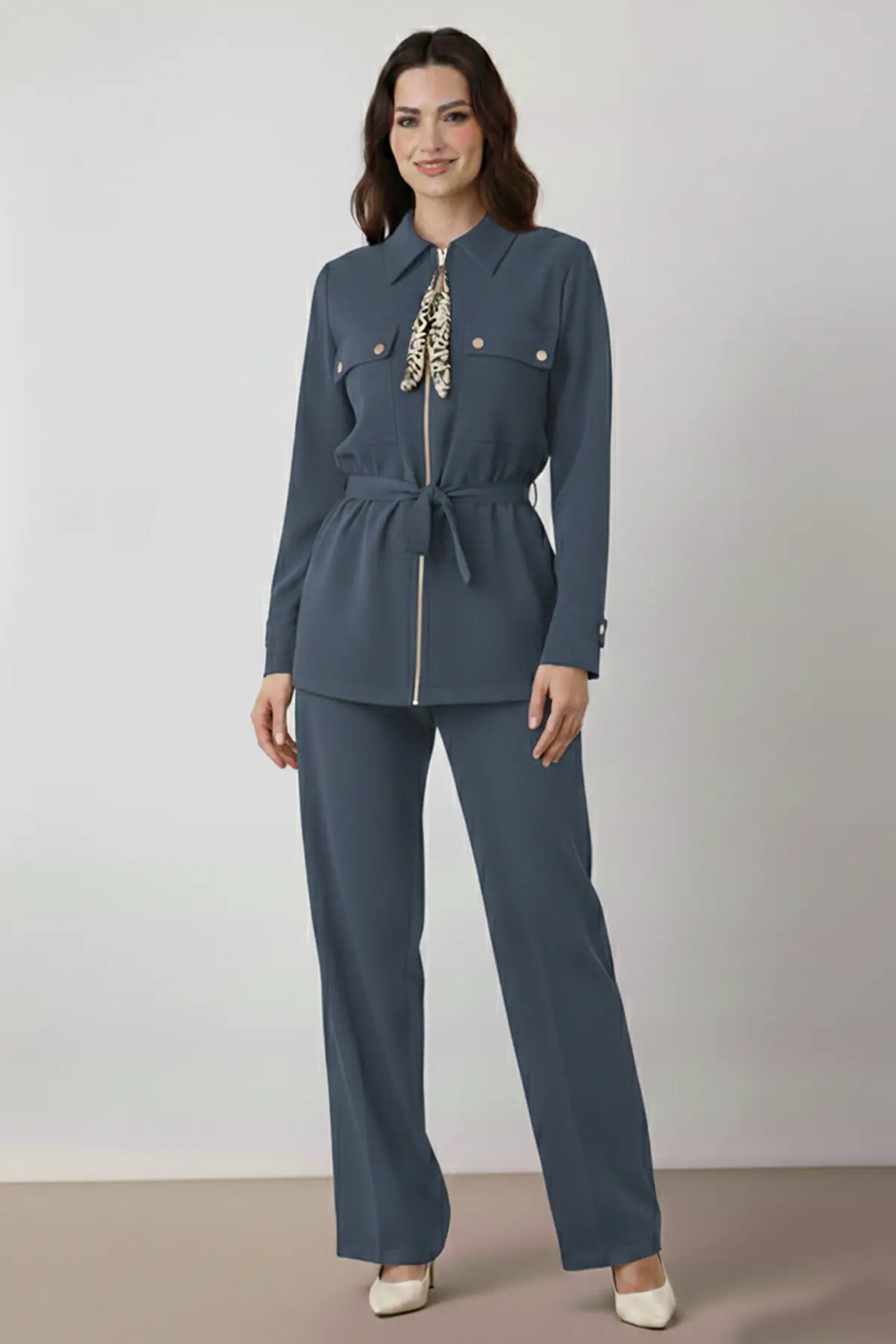 Two-piece Set With Scarf-detail