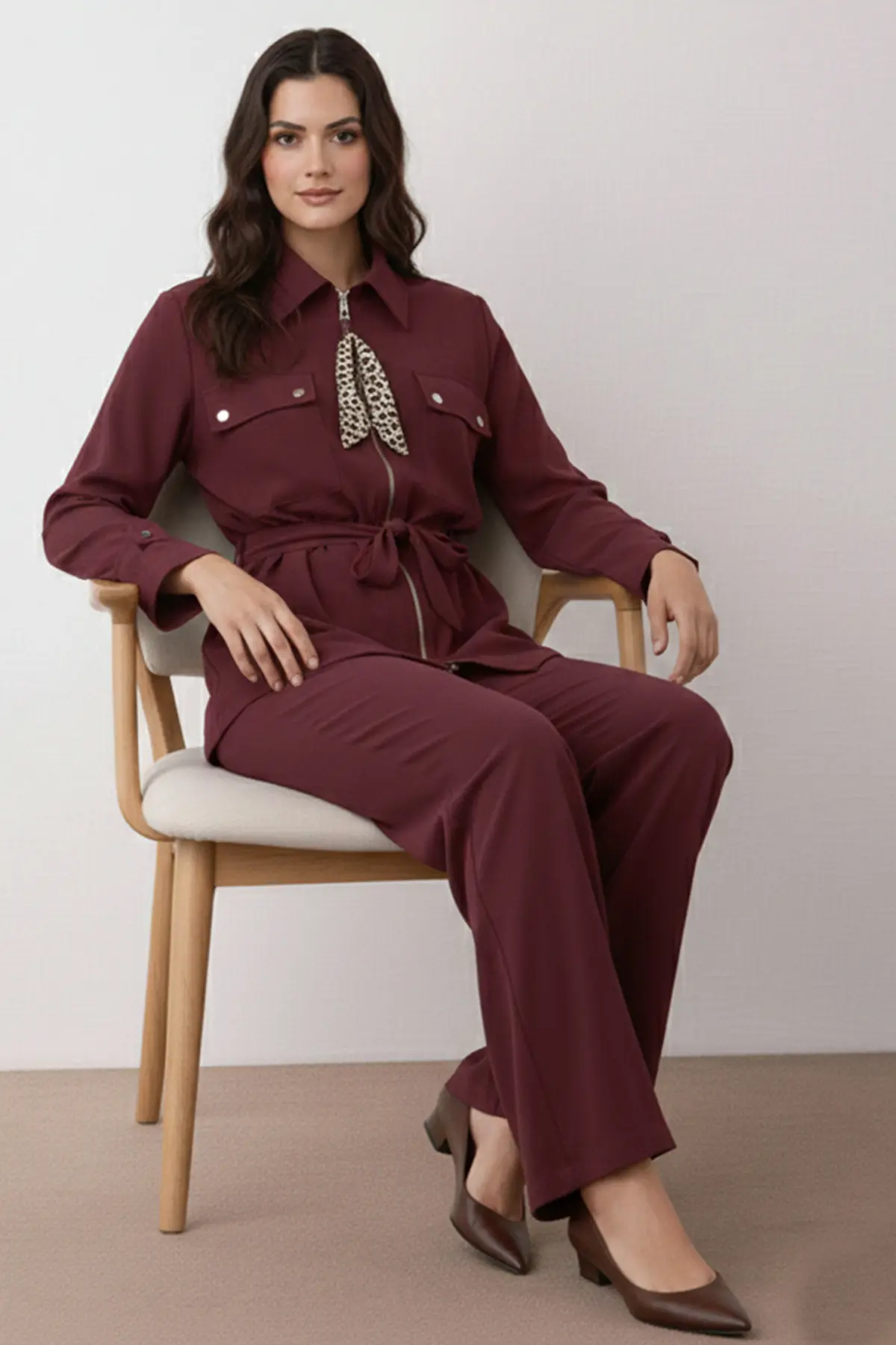 Two-piece Set With Scarf-detail