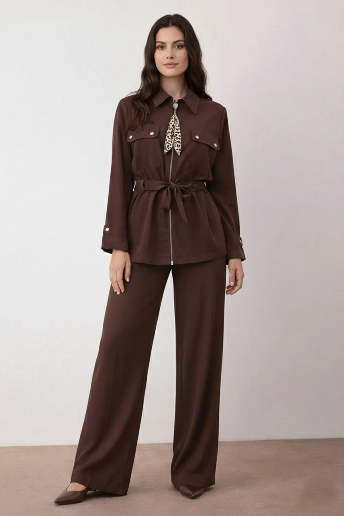 Two-piece Set With Scarf-detail