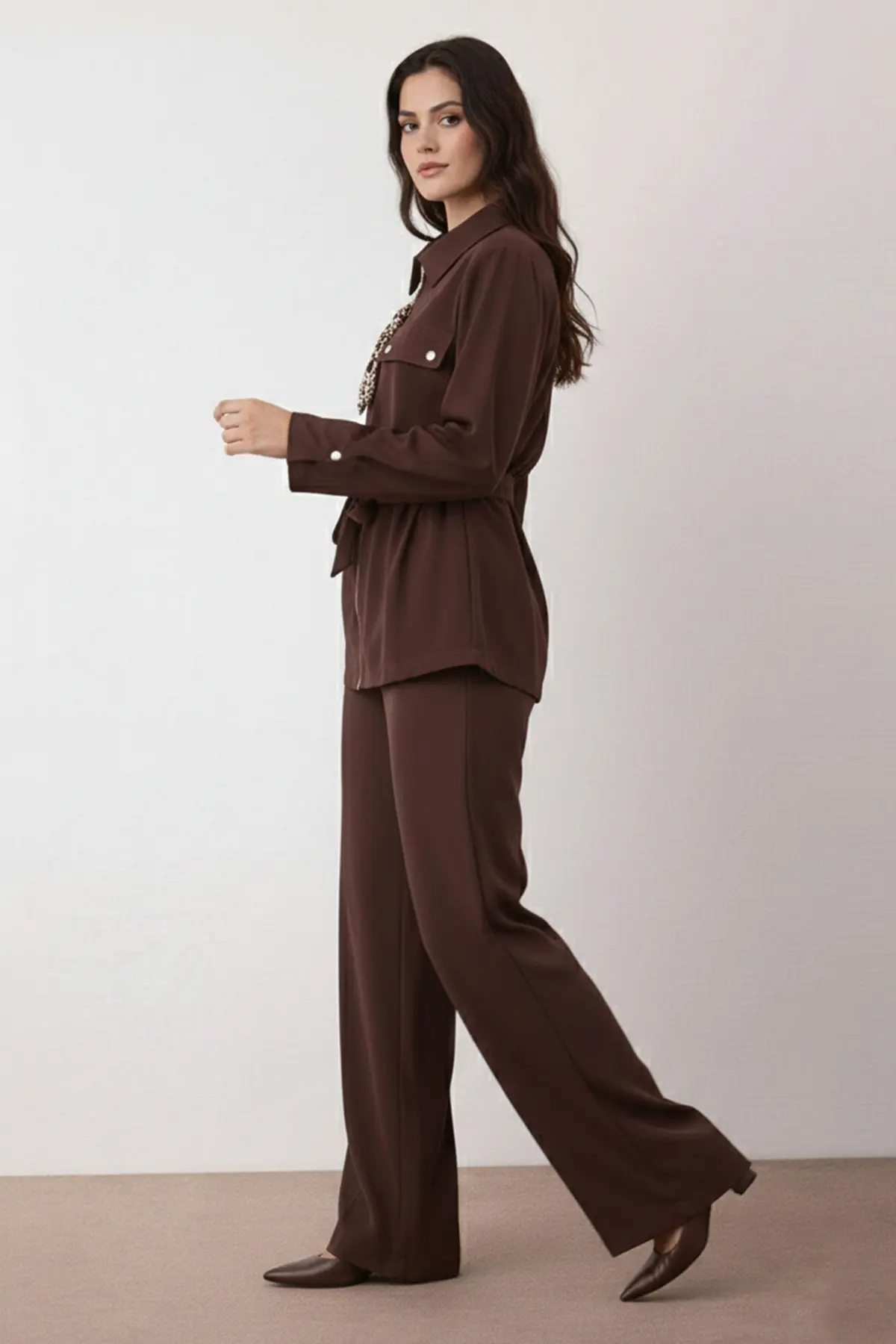 Two-piece Set With Scarf-detail