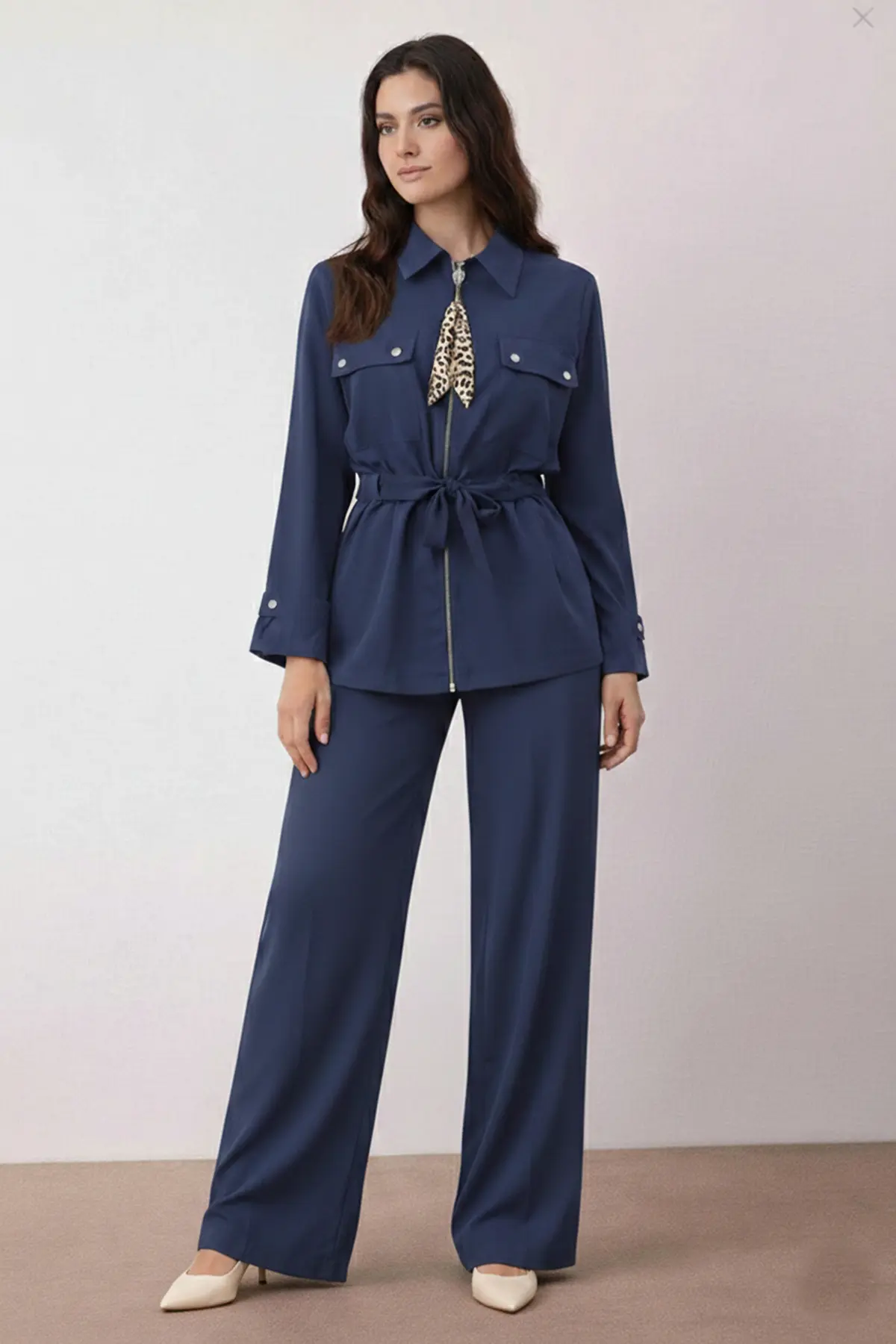 Two-piece Set With Scarf-detail