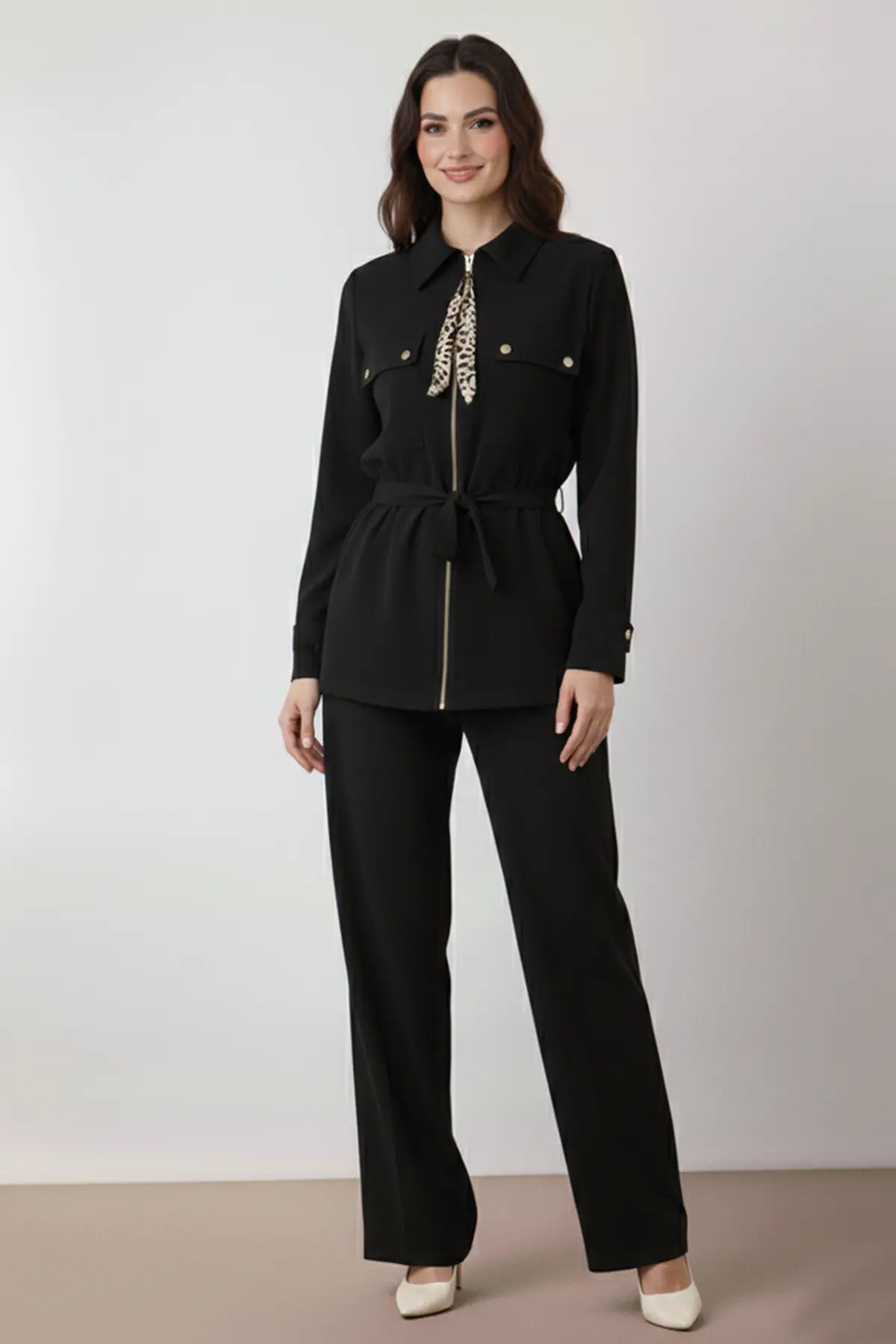 Two-piece Set With Scarf-detail