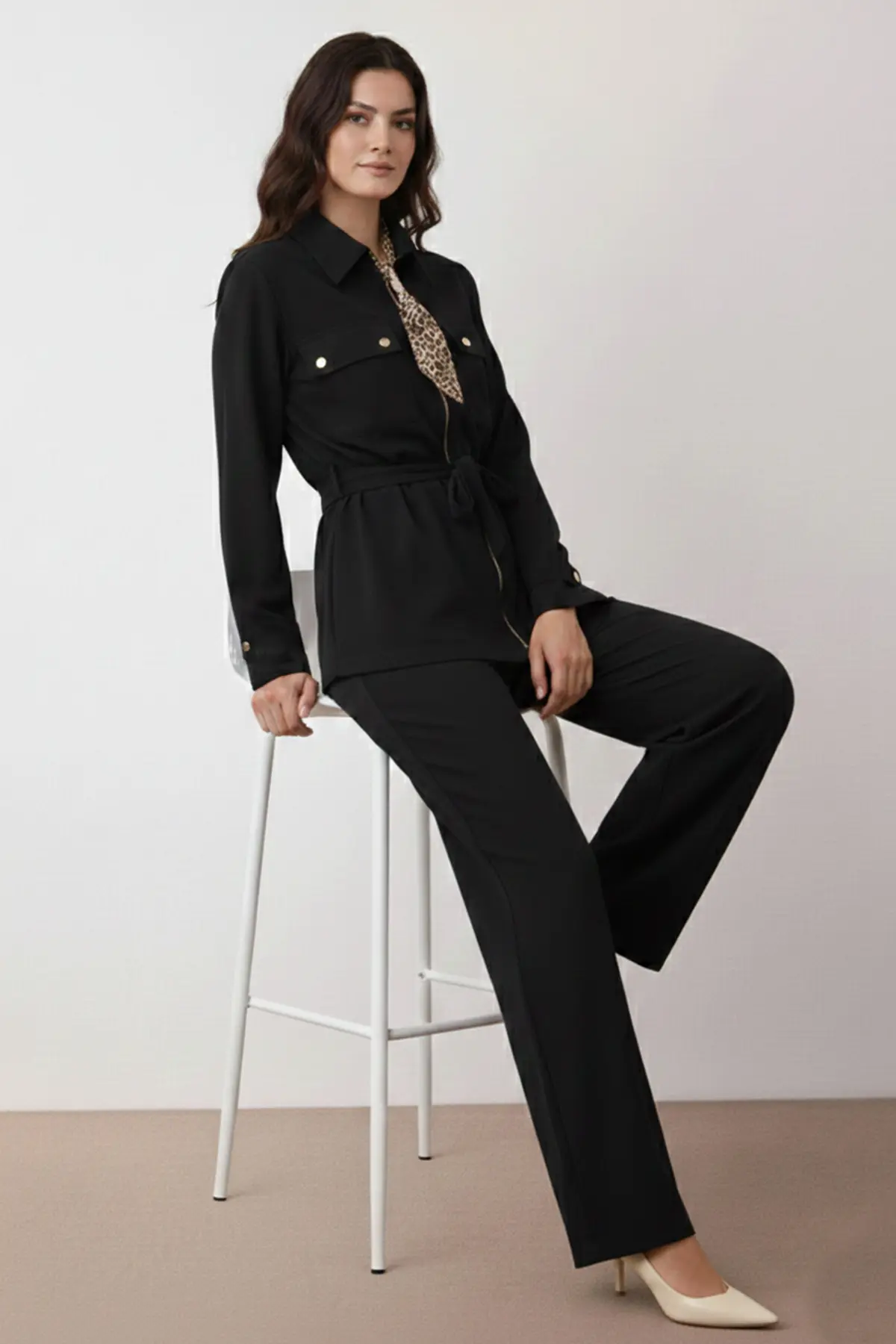 Two-piece Set With Scarf-detail