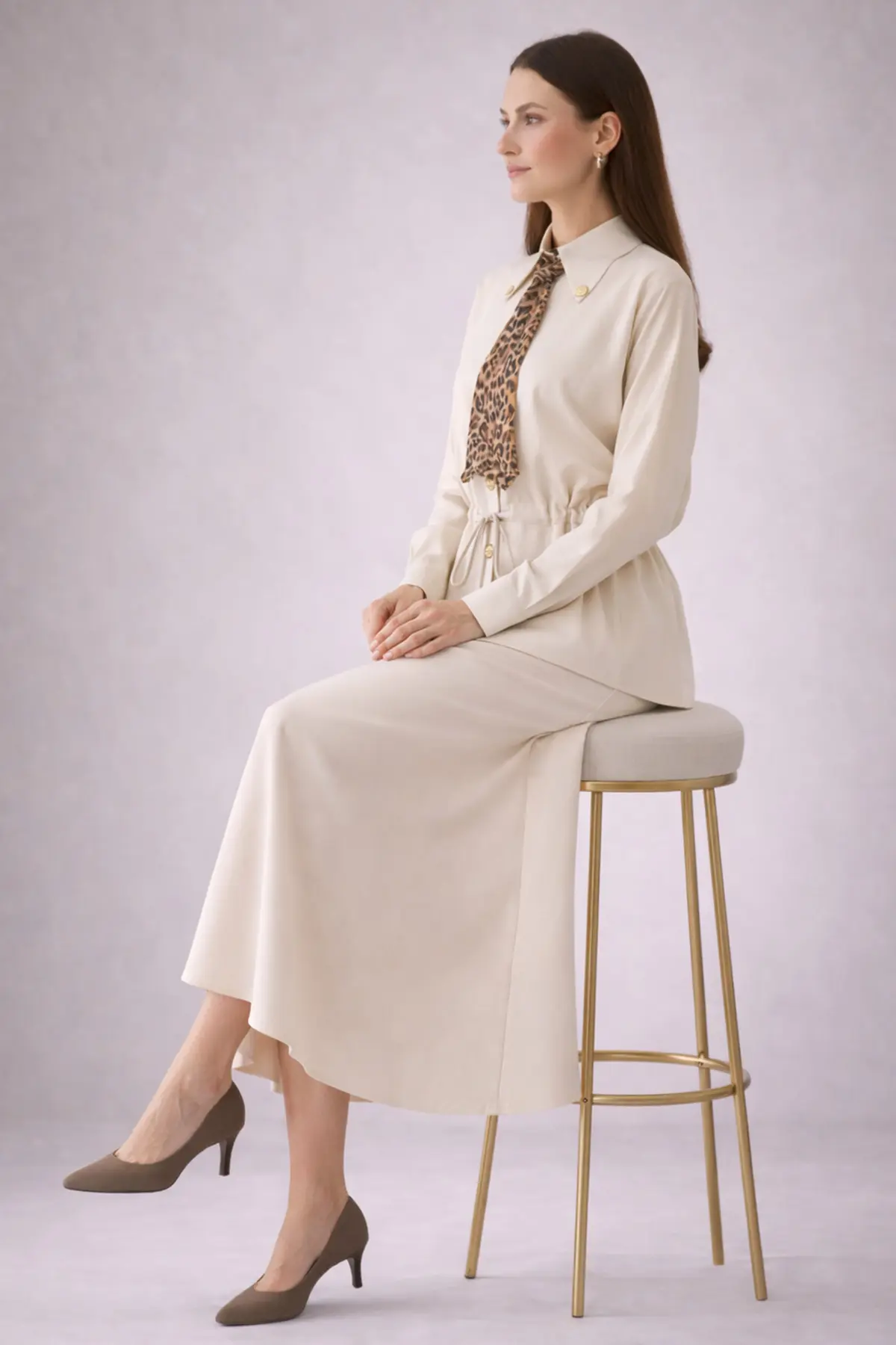 Two-piece Set With Scarf-detail