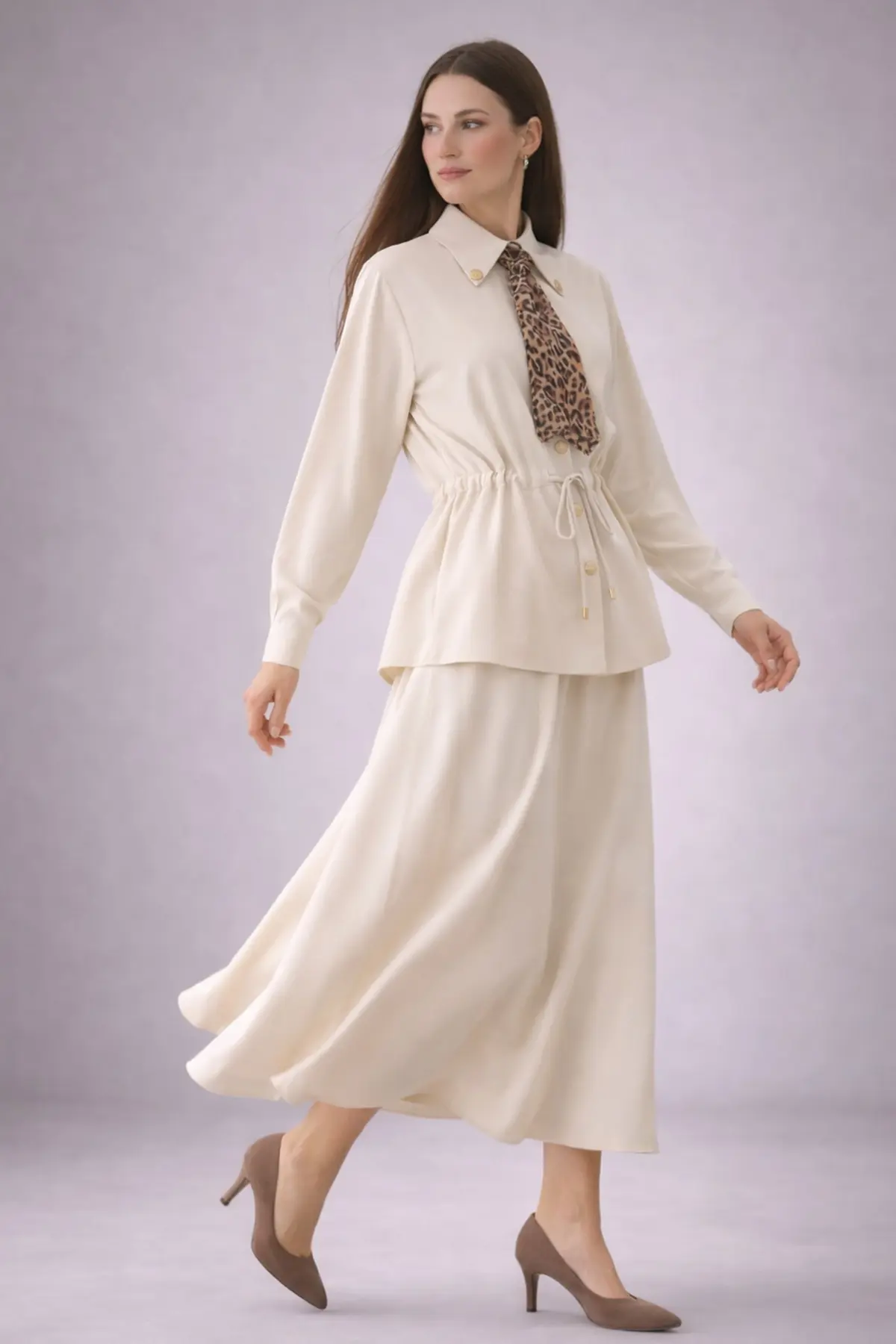 Two-piece Set With Scarf-detail