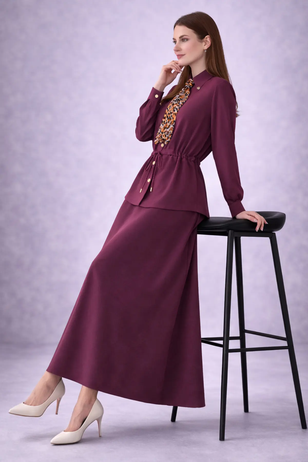 Two-piece Set With Scarf-detail