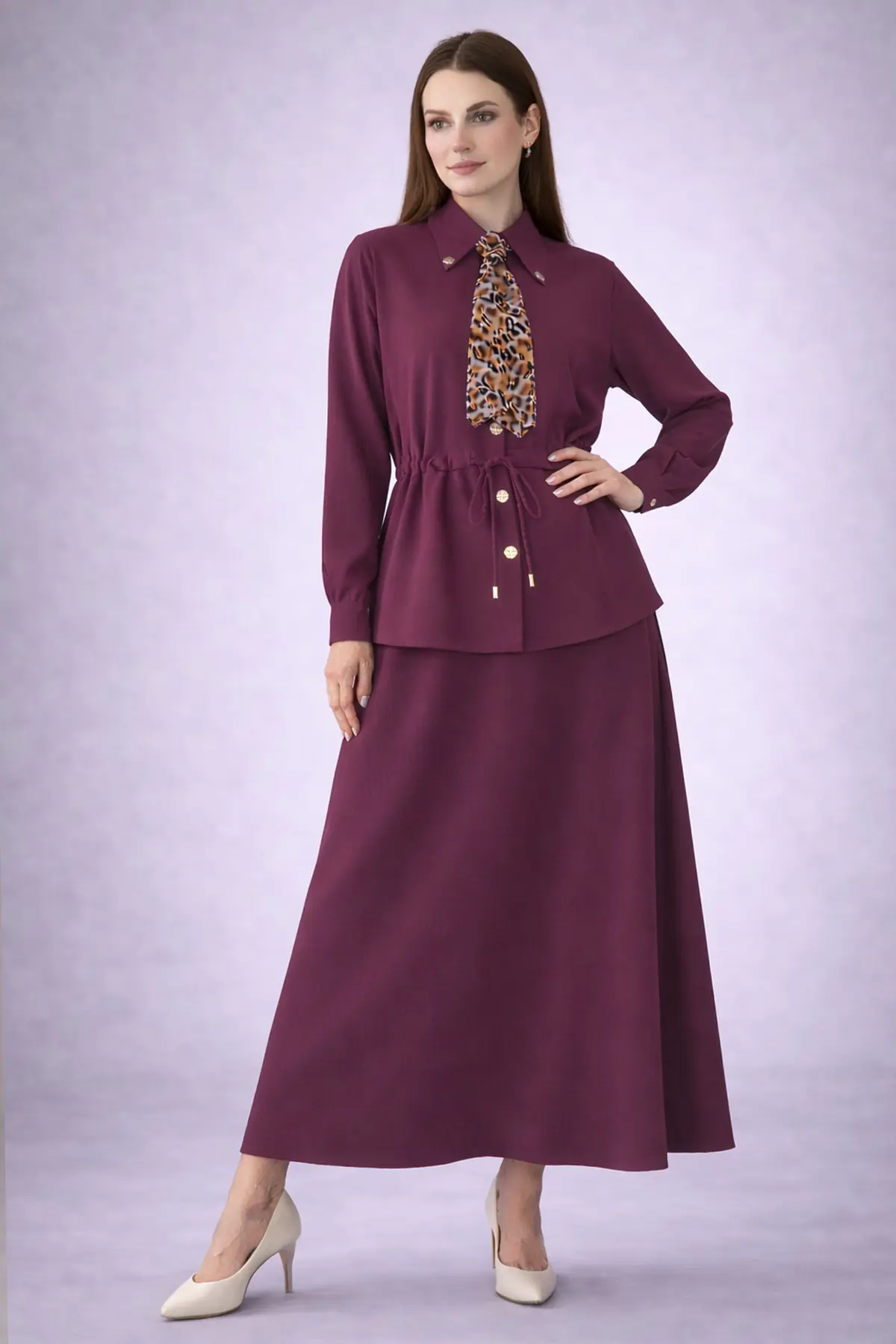 Two-piece Set With Scarf-detail