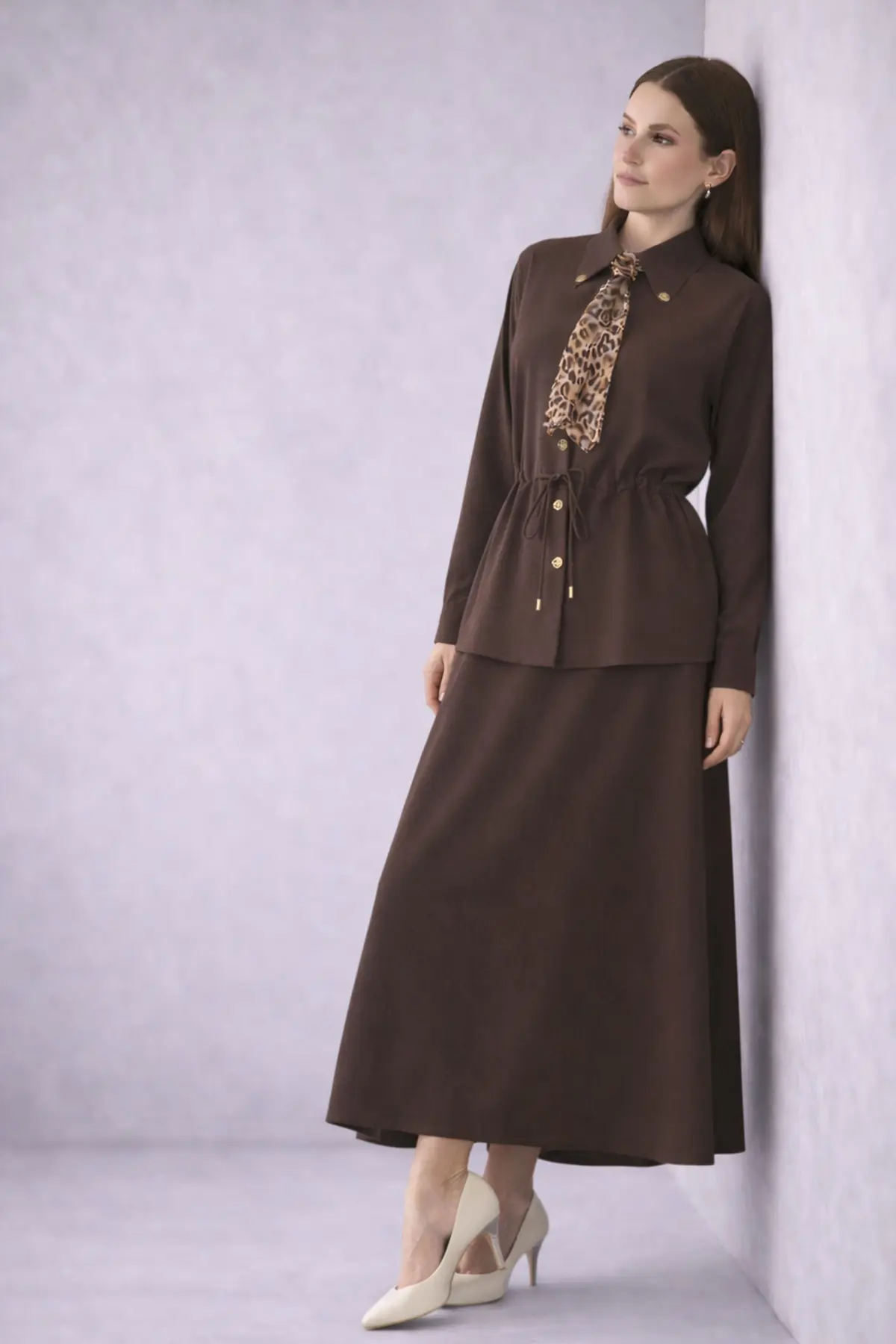 Two-piece Set With Scarf-detail