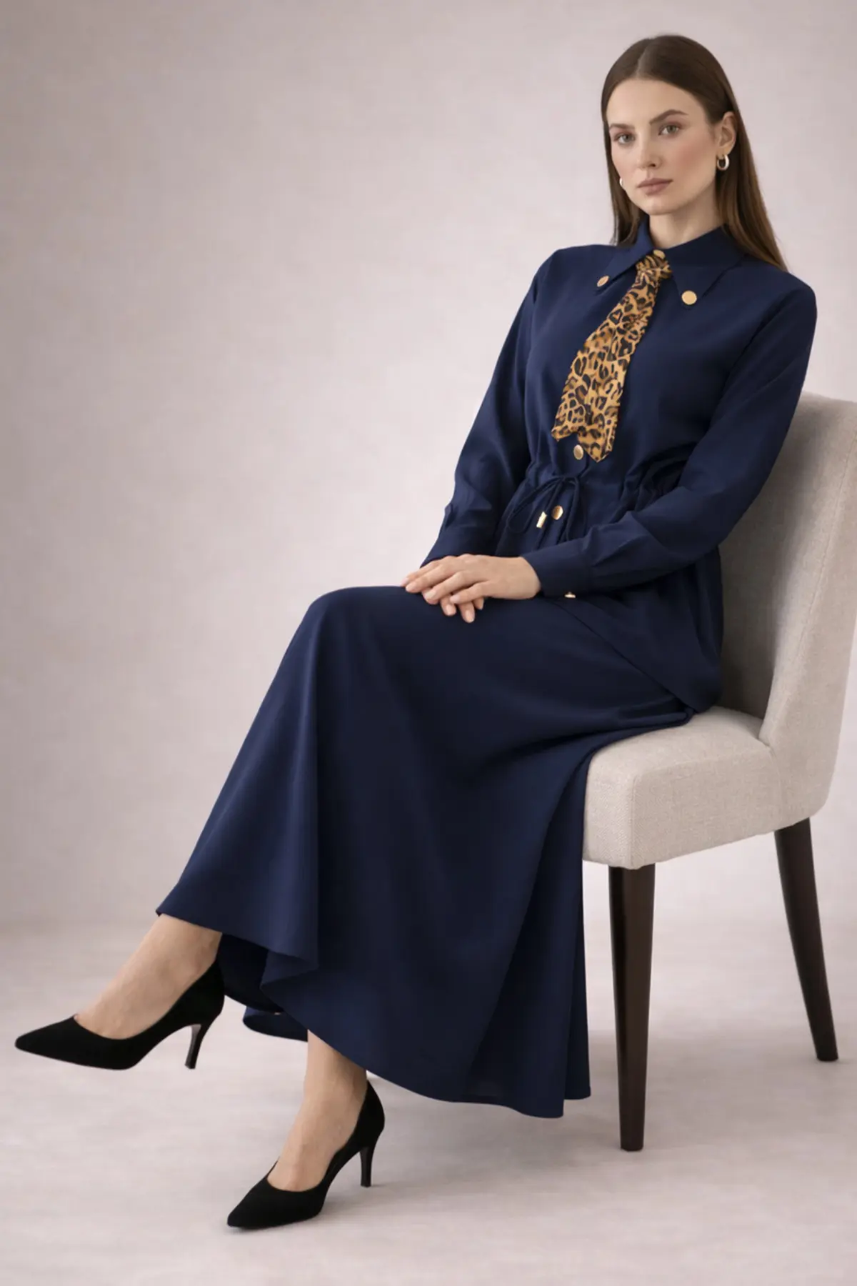 Two-piece Set With Scarf-detail