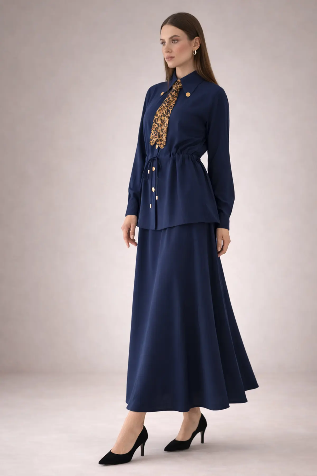 Two-piece Set With Scarf-detail