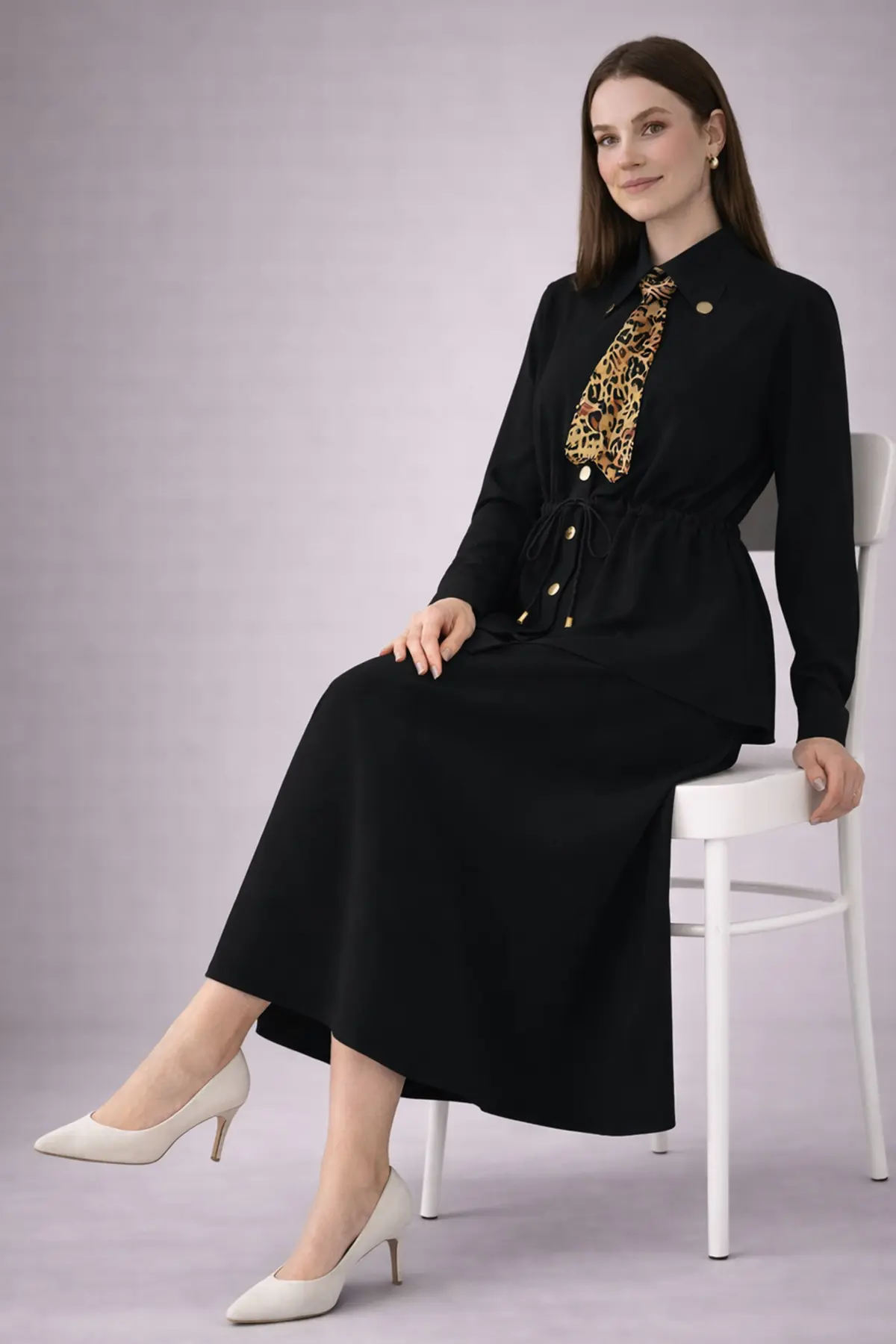 Two-piece Set With Scarf-detail