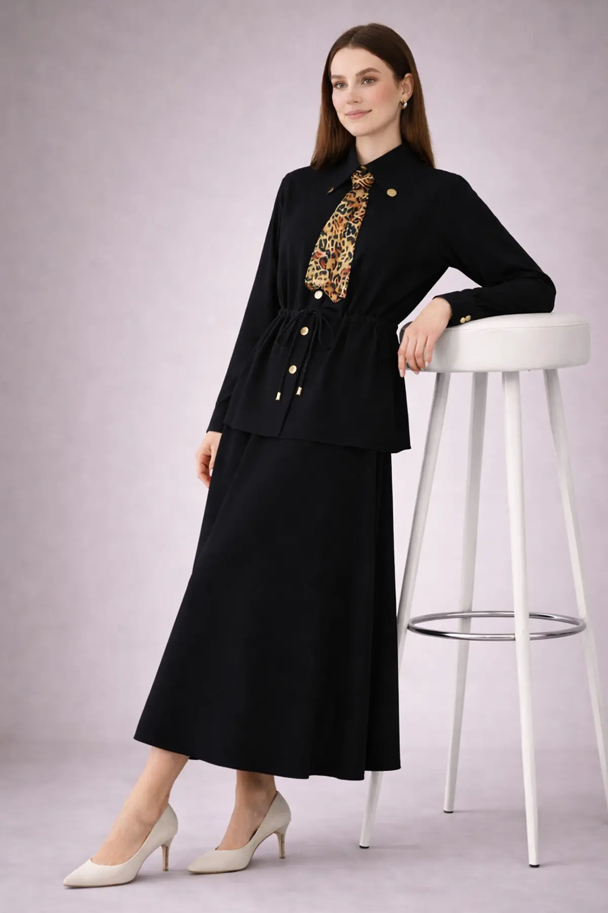 Two-piece Set With Scarf-detail