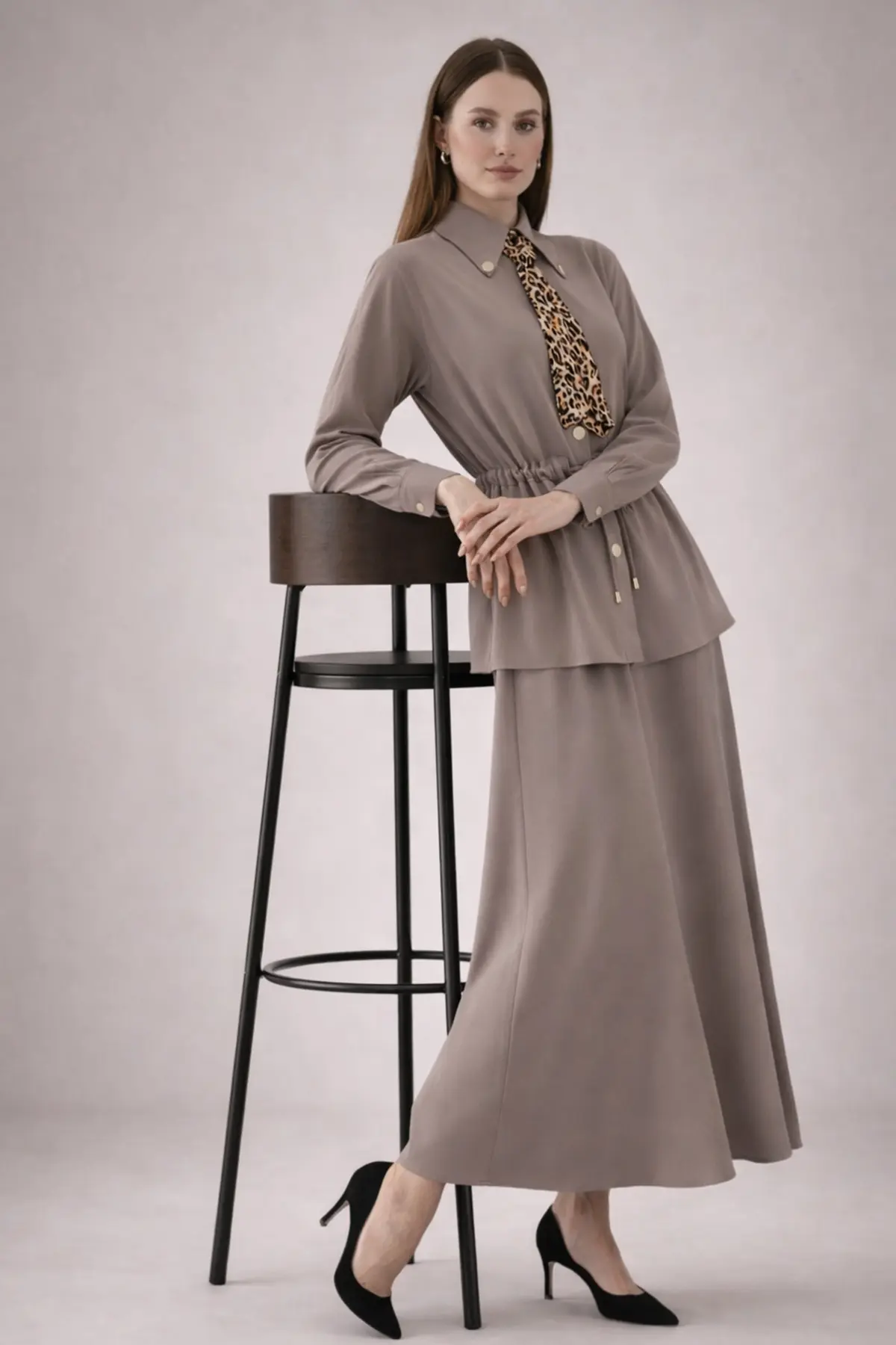 Two-piece Set With Scarf-detail