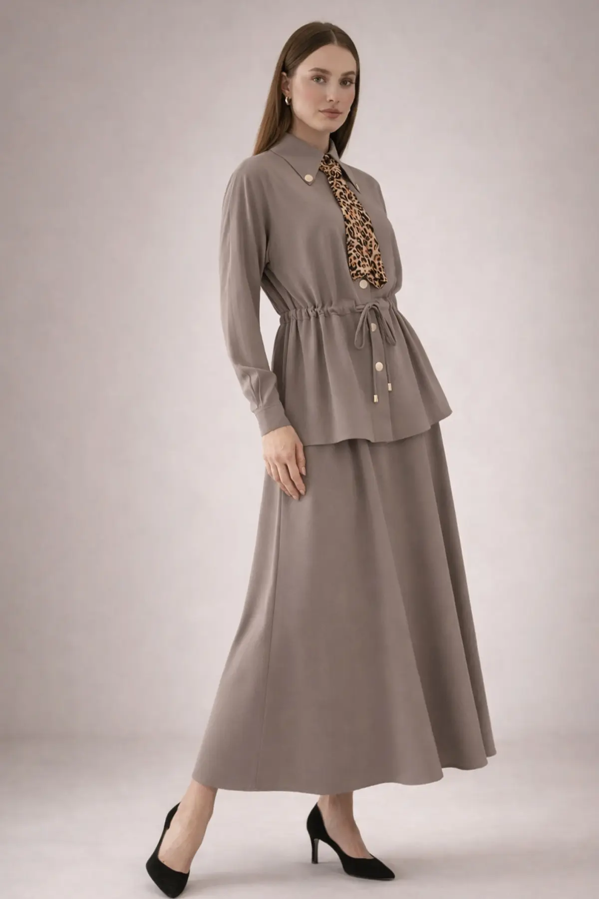 Two-piece Set With Scarf-detail