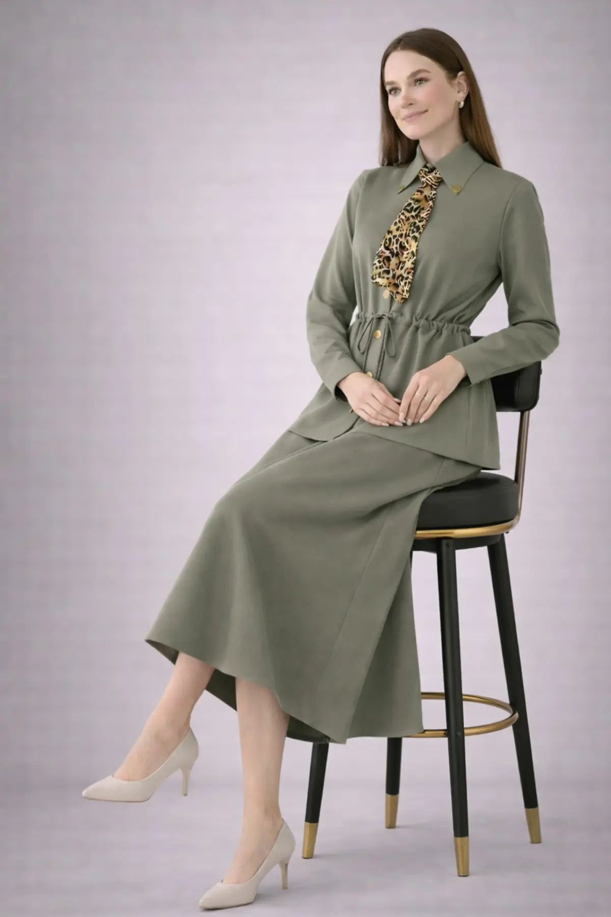 Two-piece Set With Scarf-detail