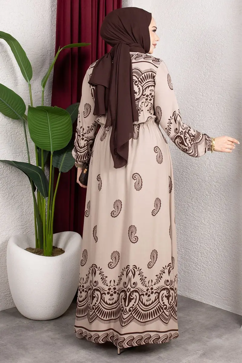 Viscose Dress With Elastic Waist-detail