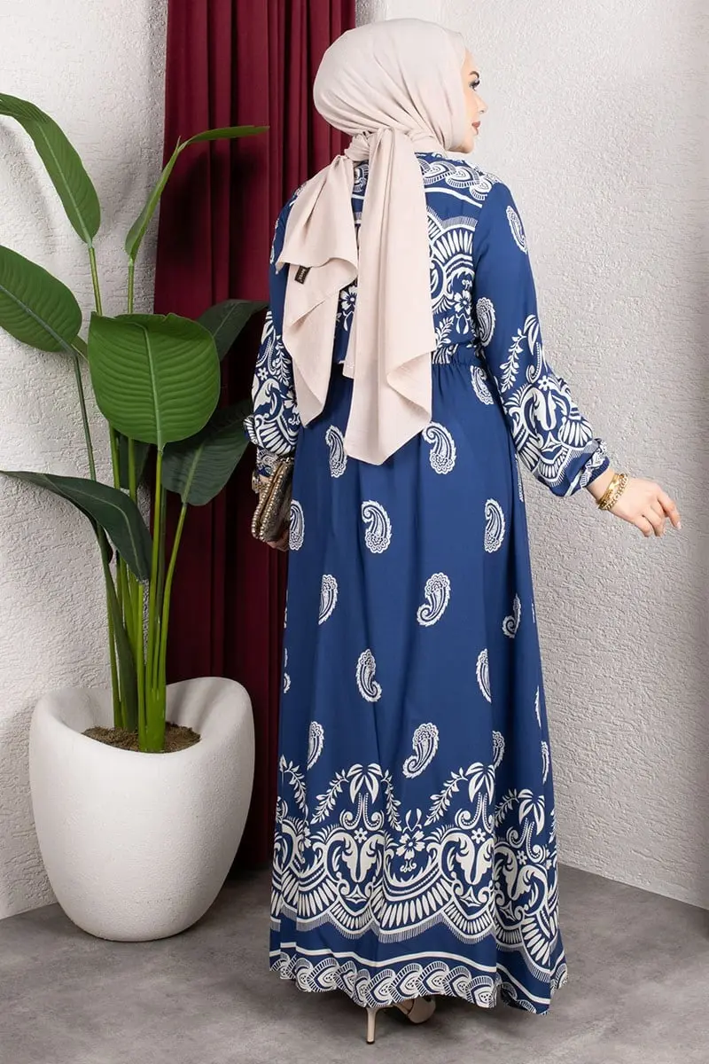 Viscose Dress With Elastic Waist-detail