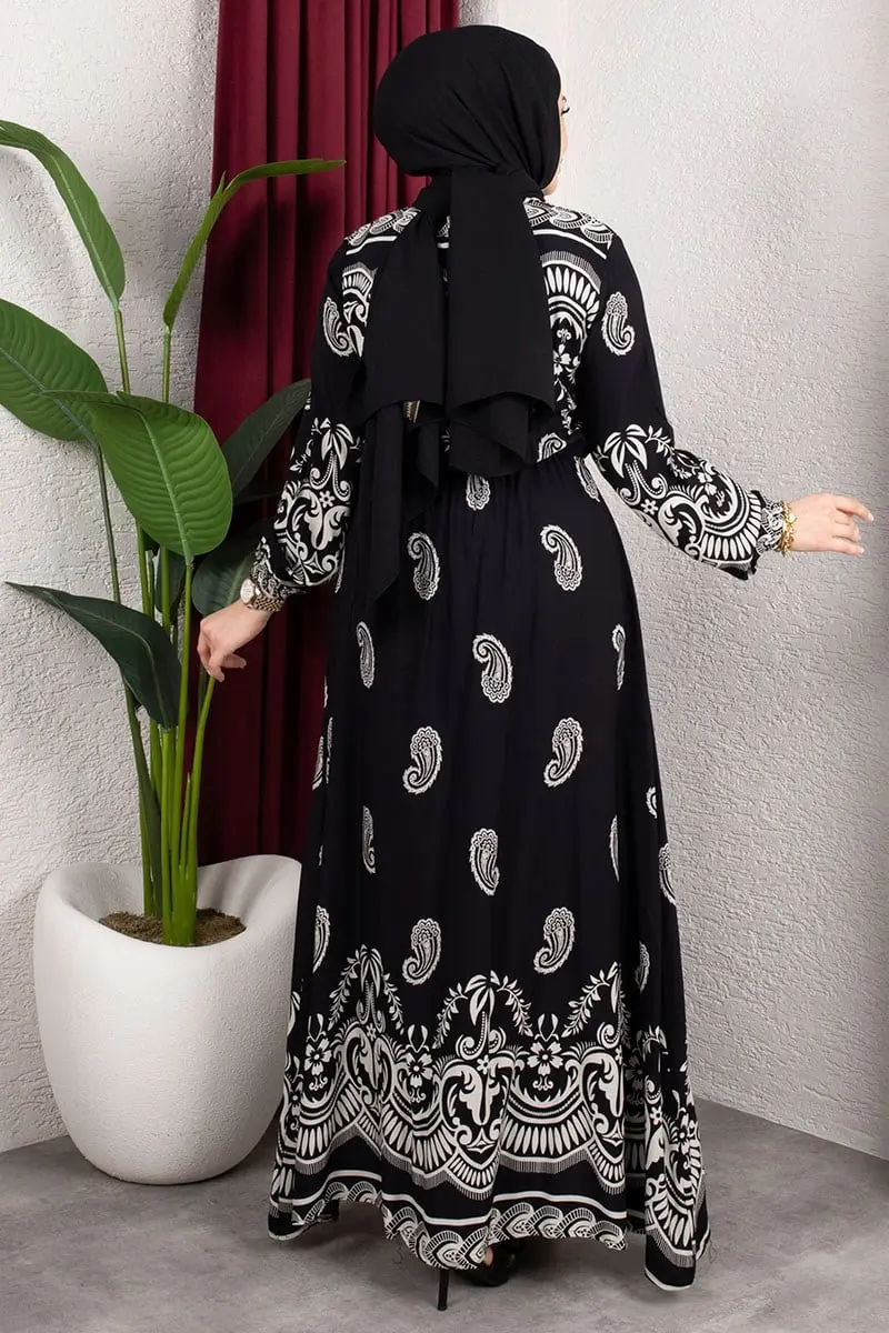 Viscose Dress With Elastic Waist-detail