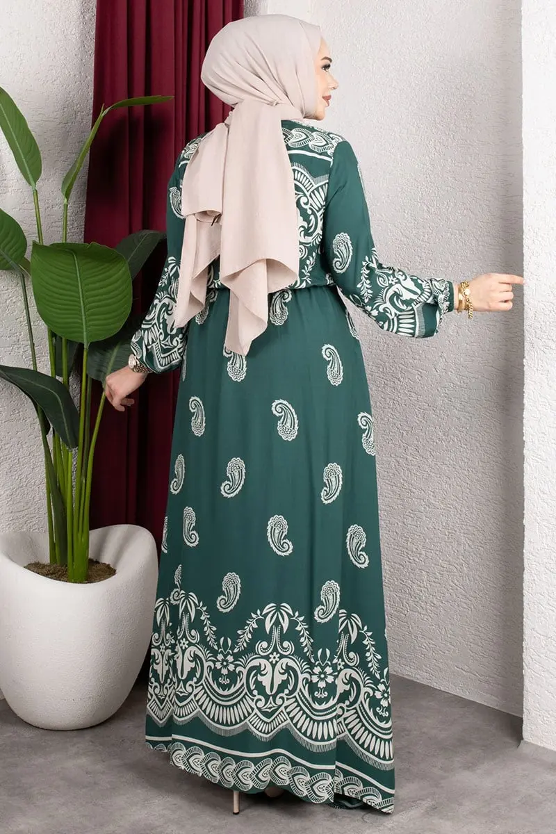 Viscose Dress With Elastic Waist-detail
