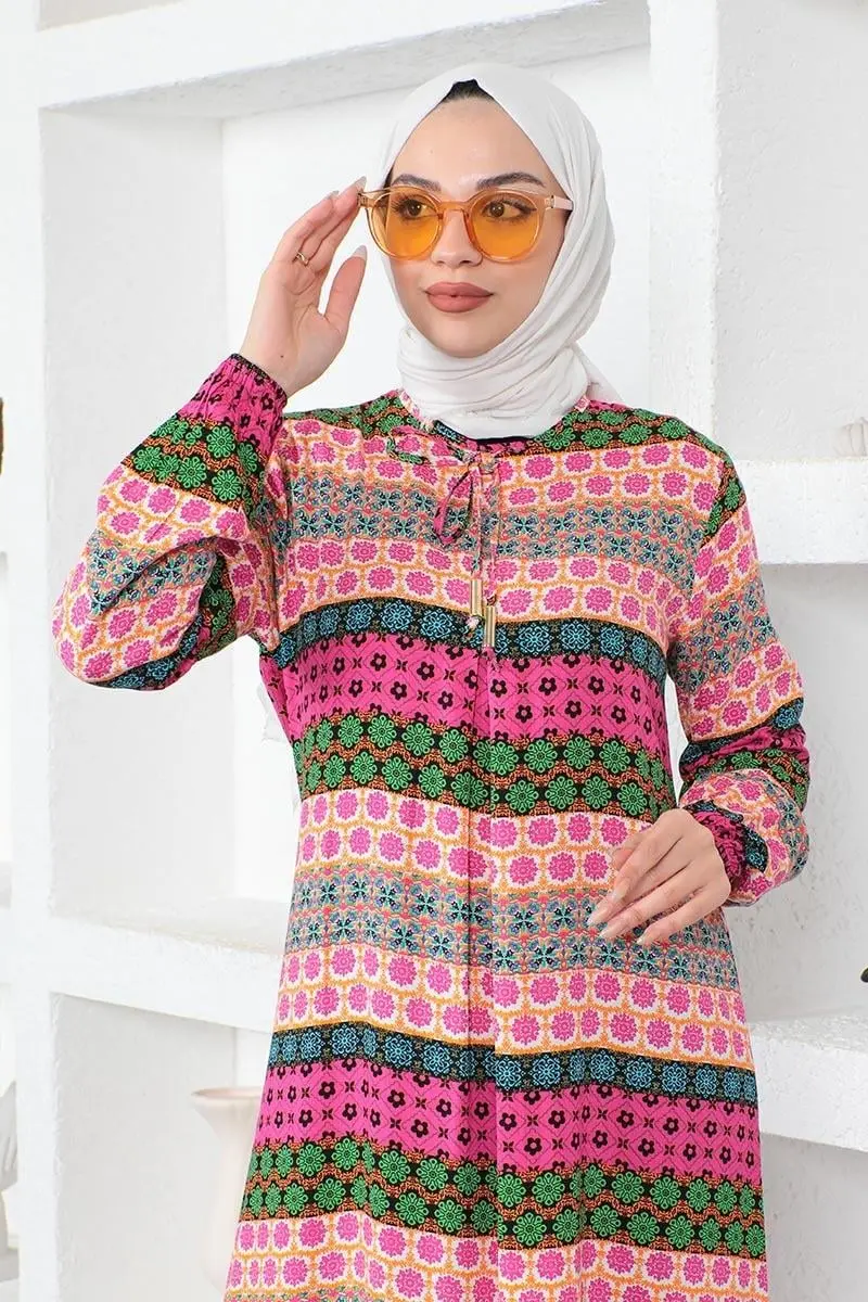 Viscose Dress With Lace Collar-detail