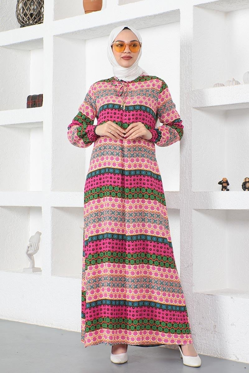 Viscose Dress With Lace Collar