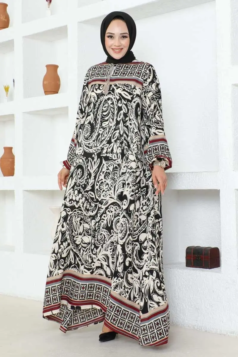 Viscose Dress With Tassel Detail-detail