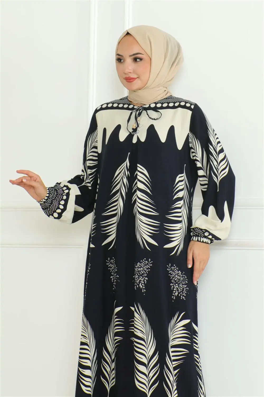 Viscose Dress With Tie Collar-detail