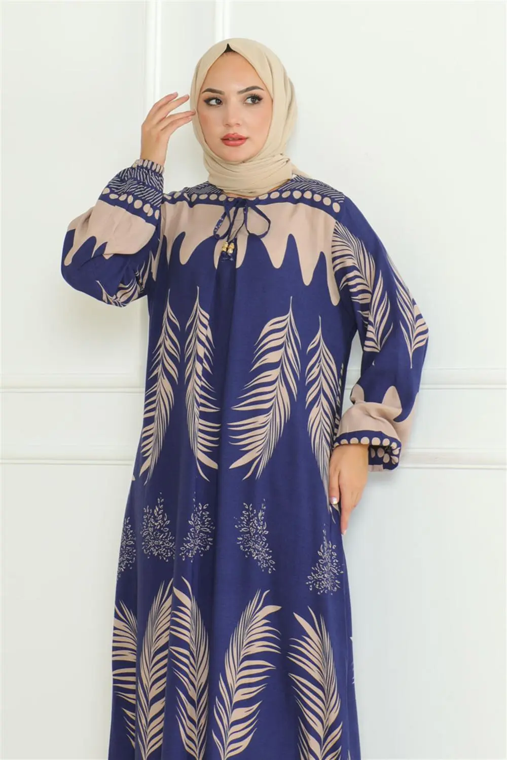 Viscose Dress With Tie Collar-detail