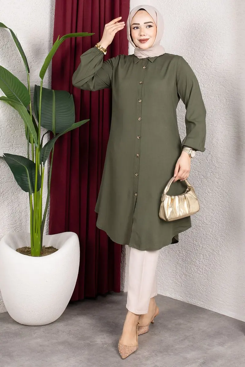 Viscose Tunic With Elasticated Cuffs-detail