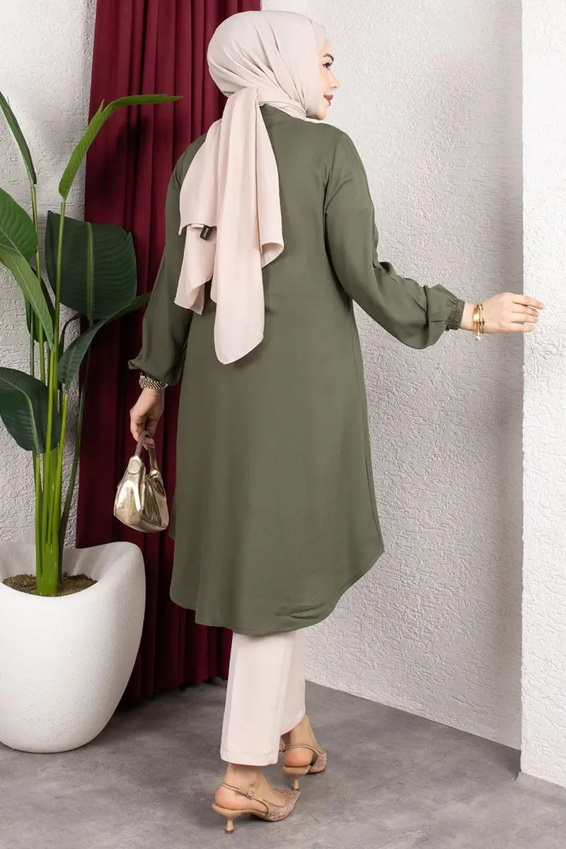 Viscose Tunic With Elasticated Cuffs-detail