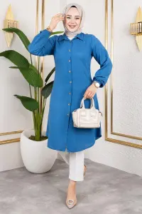Viscose Tunic With Elasticated Cuffs