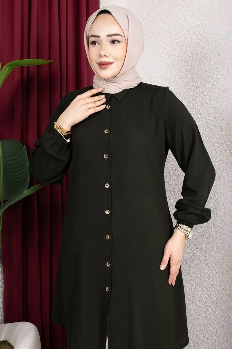 Viscose Tunic With Elasticated Cuffs-detail