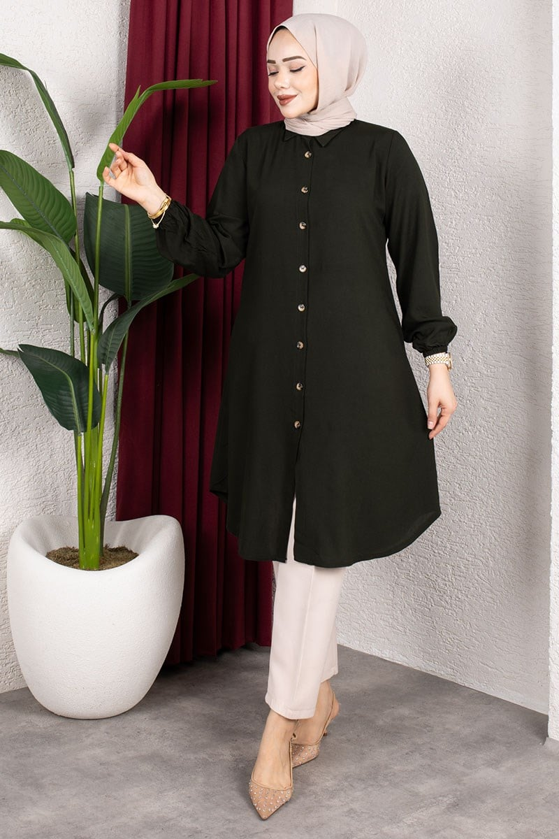 Viscose Tunic With Elasticated Cuffs