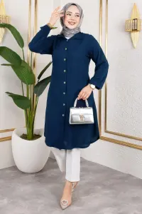 Viscose Tunic With Elasticated Cuffs
