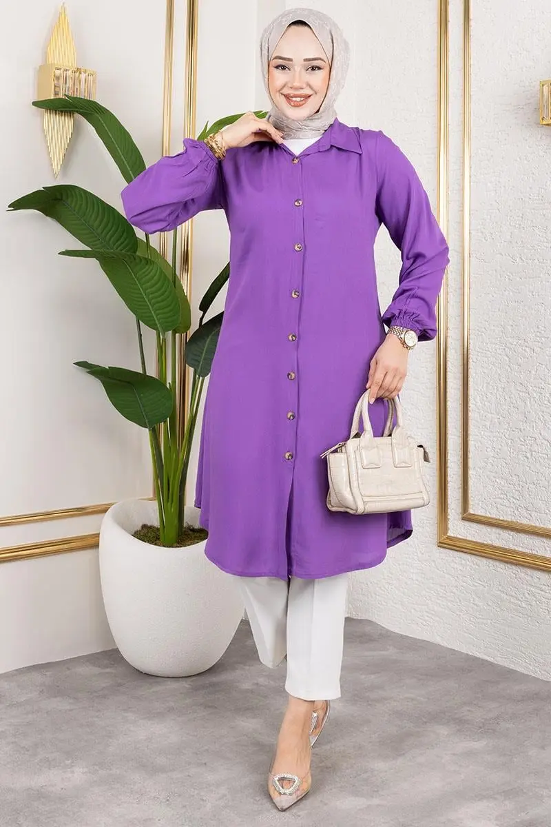Viscose Tunic With Elasticated Cuffs-detail