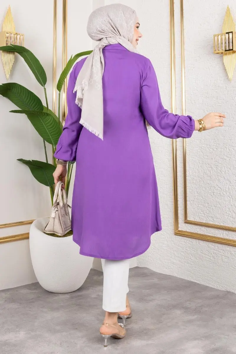 Viscose Tunic With Elasticated Cuffs-detail