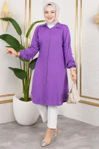 Viscose Tunic With Elasticated Cuffs