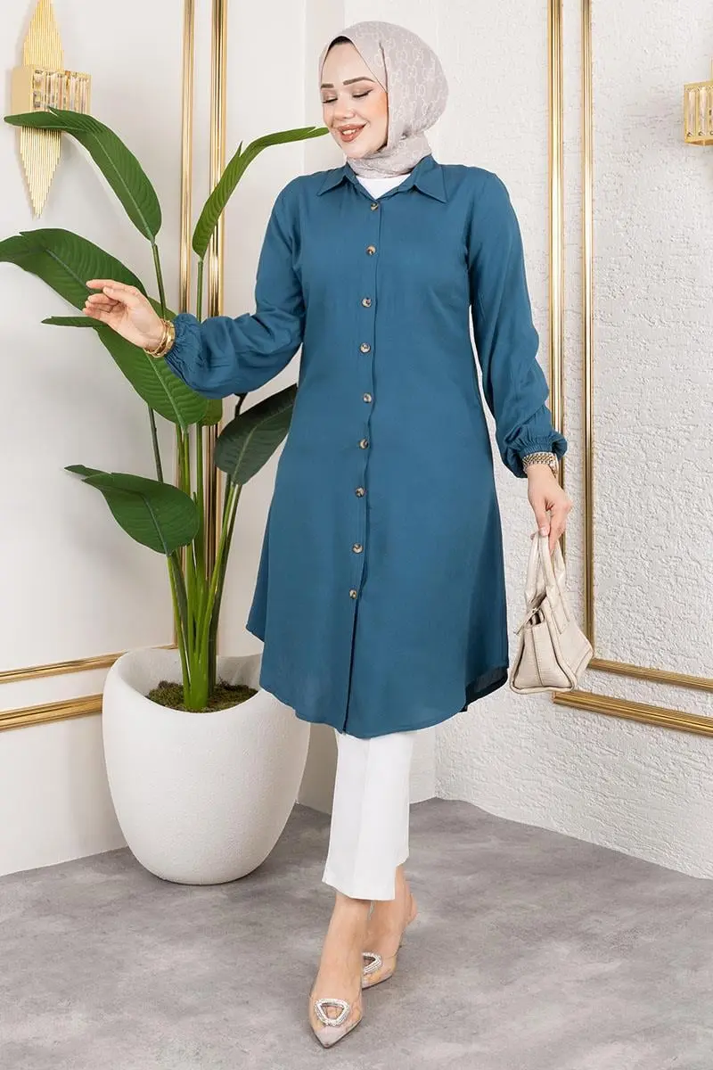 Viscose Tunic With Elasticated Cuffs-detail