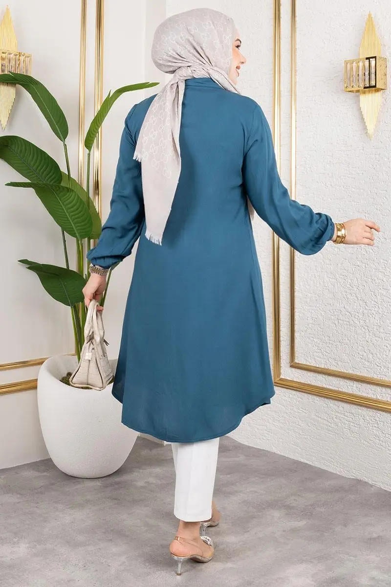 Viscose Tunic With Elasticated Cuffs-detail