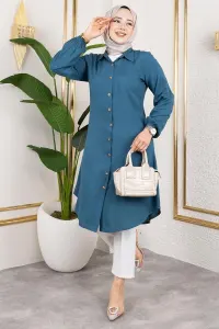Viscose Tunic With Elasticated Cuffs