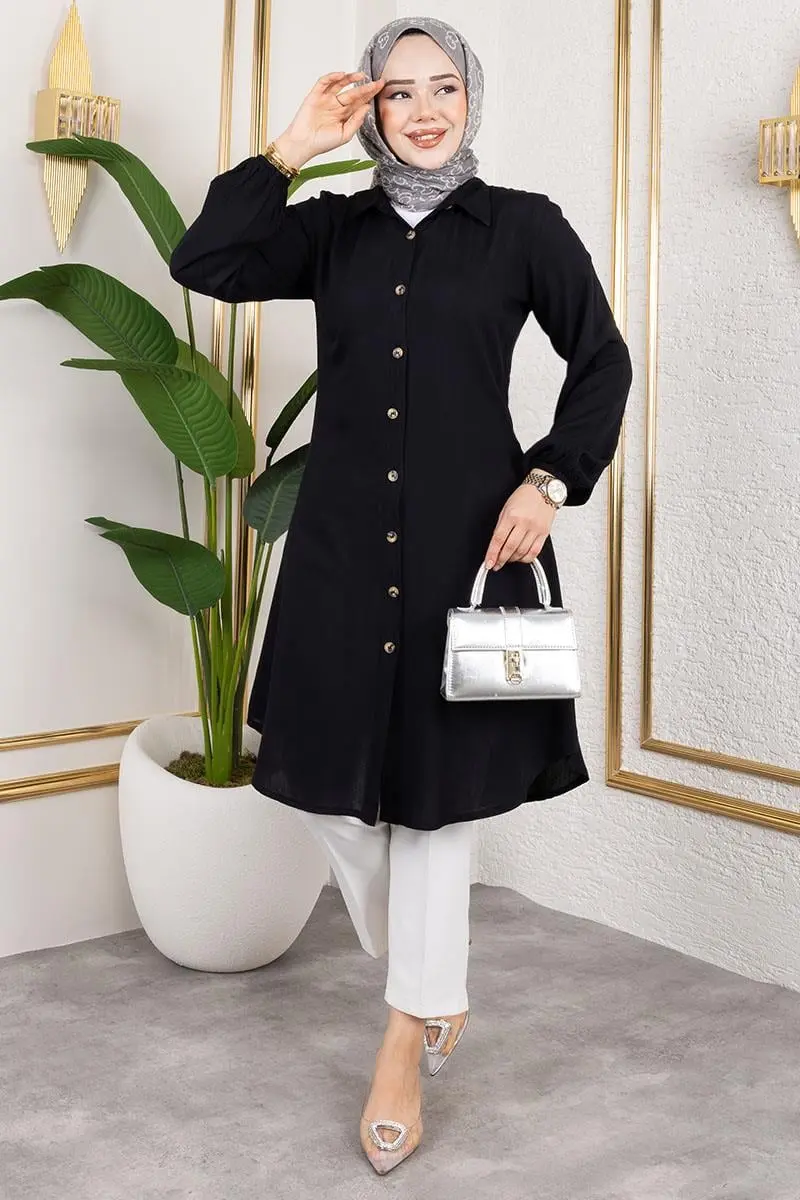 Viscose Tunic With Elasticated Cuffs-detail