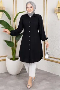 Viscose Tunic With Elasticated Cuffs