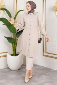Viscose Tunic With Elasticated Cuffs