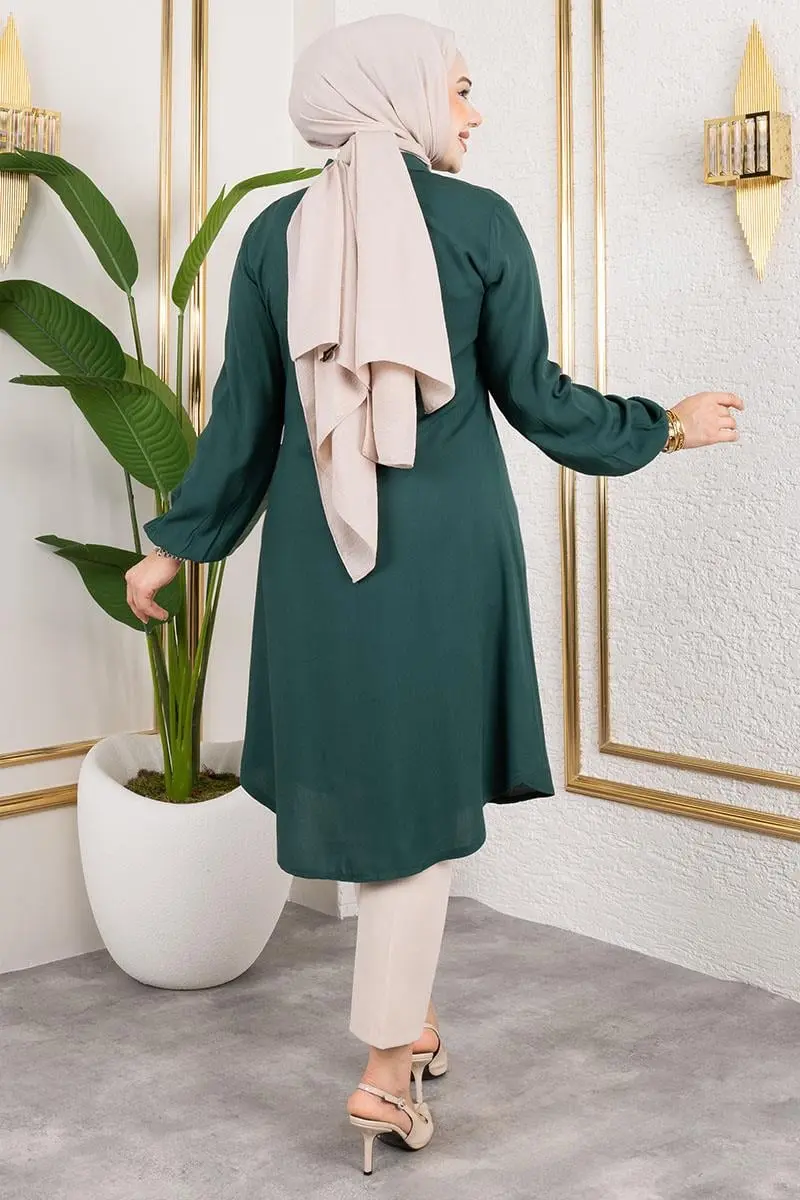 Viscose Tunic With Elasticated Cuffs-detail